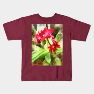 Maroon Cattleya Orchids Kids T-Shirt